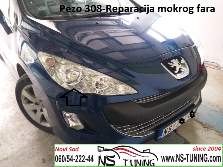 reparacija mokri farovi voda rosa vlaga peugeot pezo 308 novi sad tuing auto servis maglenka puna vode